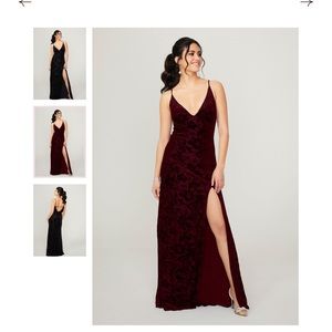 Mori Lee Cowl Back Floral Velvet Bridesmaid Dress Size 8 Unaltered